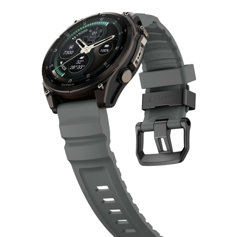 Correa de reloj Tech-Protect Motion para Garmin Fenix 5X / 5X Plus / 6X / 6X Pro / 7X / 8 / 8 Pro / 9 / 9 Pro (51 mm), gris tormenta