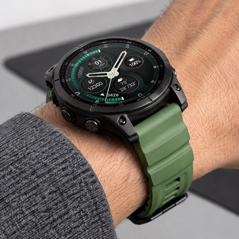 Correa de reloj Tech-Protect Motion para Garmin Fenix 5X / 5X Plus / 6X / 6X Pro / 7X / 8 / 8 Pro / 9 / 9 Pro (51 mm), verde militar