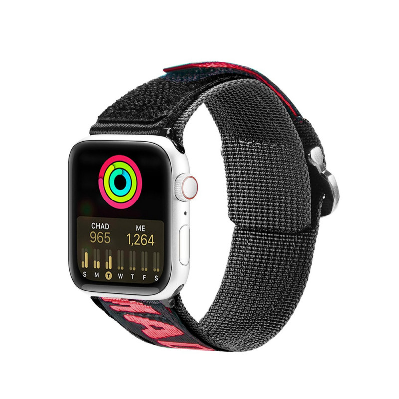 Correa de nylon Dux Ducis Outdoor Version para Apple Watch Ultra, SE, 8, 7, 6, 5, 4, 3, 2, 1 (49, 45, 44, 42 mm), negra y roja