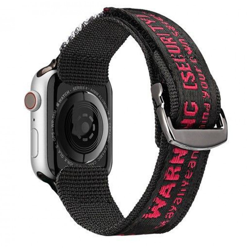 Correa de nylon Dux Ducis Outdoor Version para Apple Watch Ultra, SE, 8, 7, 6, 5, 4, 3, 2, 1 (49, 45, 44, 42 mm), negra y roja