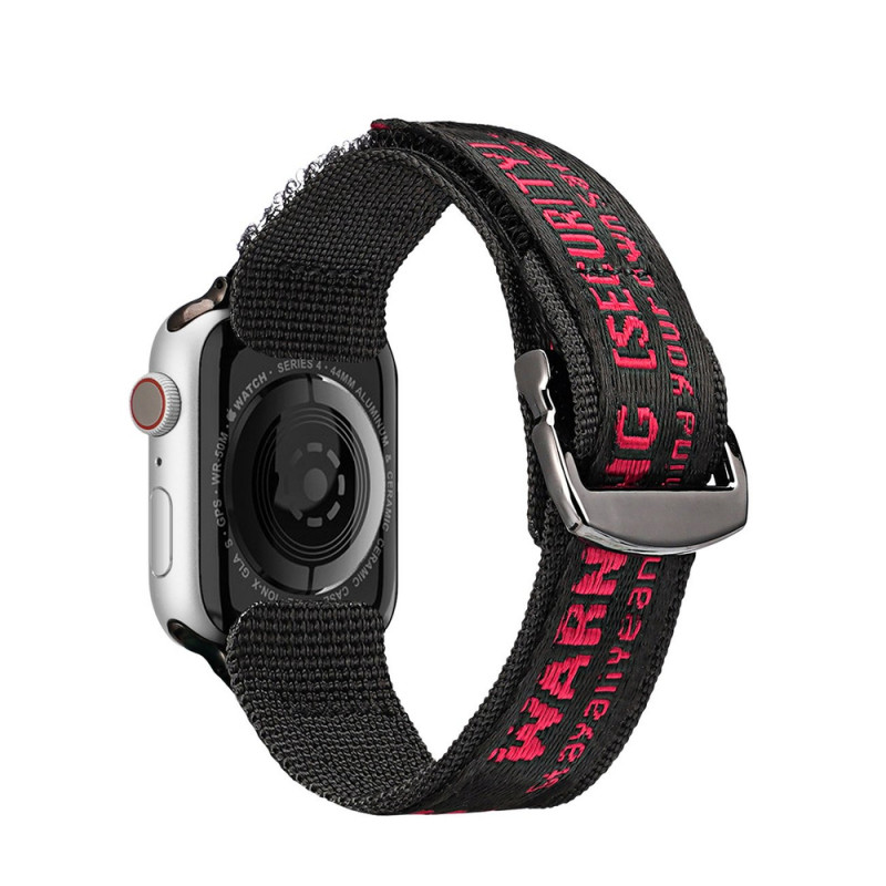 Correa de nylon Dux Ducis Outdoor Version para Apple Watch Ultra, SE, 8, 7, 6, 5, 4, 3, 2, 1 (49, 45, 44, 42 mm), negra y roja