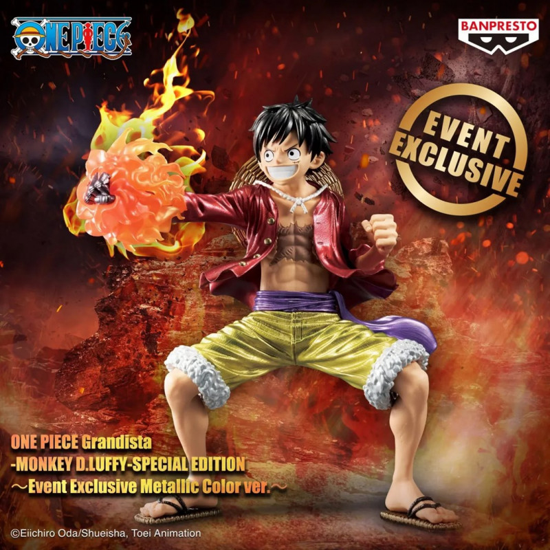 Figura coleccionable Bandai Banpresto Event Exclusive Grandista One Piece - Monkey D. Luffy Metallic Color