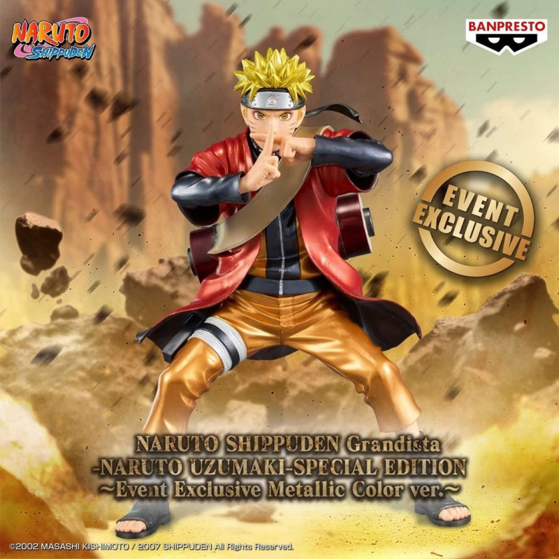 Figura coleccionable Bandai Banpresto Event Exclusive Grandista Naruto - Naruto Uzumaki Metallic Color