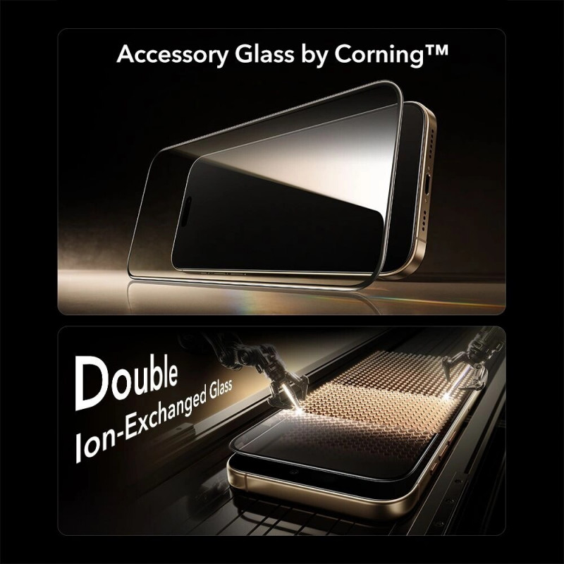 Protector de pantalla de vidrio templado ESR UltraFit Armorite Pro con Glass by Corning para Apple iPhone 17 Pro Max, ESR928