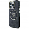 Funda MagSafe Guess GUHMP16LHG4PRTGK IML Metal Glitter 4G Circle Triangle para Apple iPhone 16 Pro, negra