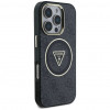Funda MagSafe Guess GUHMP16LHG4PRTGK IML Metal Glitter 4G Circle Triangle para Apple iPhone 16 Pro, negra