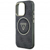 Funda MagSafe Guess GUHMP16LHG4PRTGK IML Metal Glitter 4G Circle Triangle para Apple iPhone 16 Pro, negra