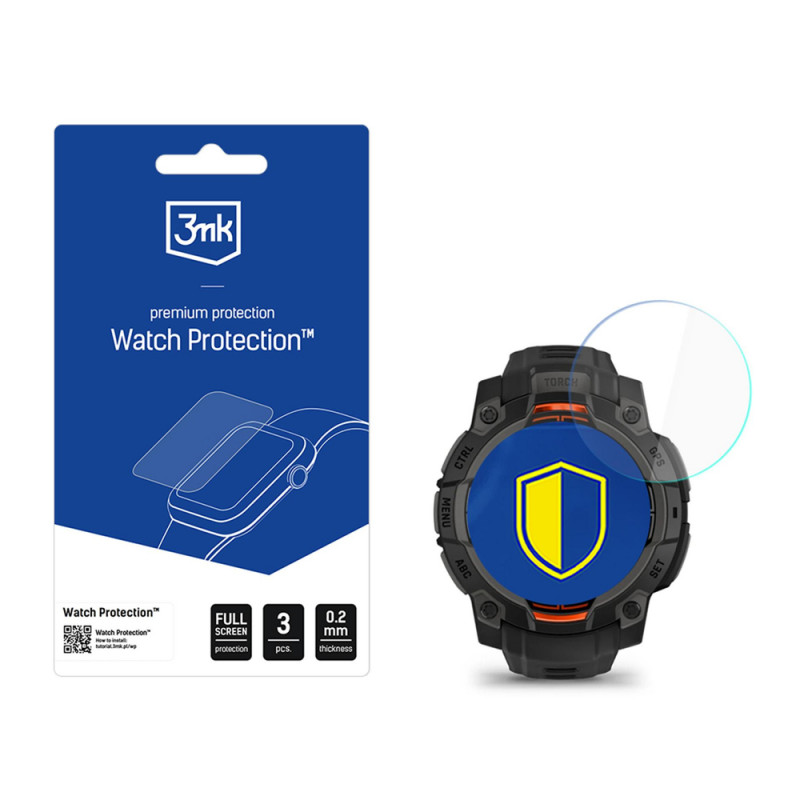 Protector de pantalla híbrido 3MK FlexibleGlass Watch Garmin Instinct 3 Tactical Edition 45 mm (Solar)