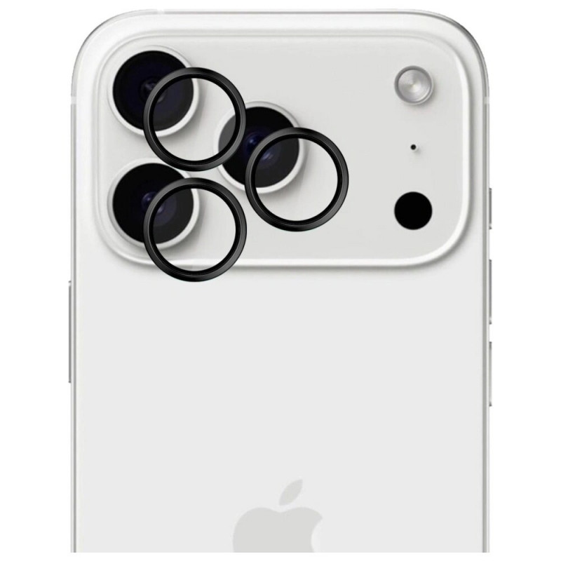 Cristal protector para lente de cámara 3MK HARDY Lens Protection Pro para Apple iPhone 17 Pro / 17 Pro Max, negro
