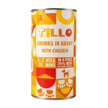 TILLO Trozos en salsa de pollo comida húmeda para perros, 1250 g