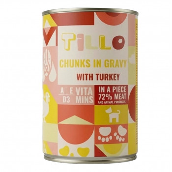 Comida húmeda para perros TILLO Chunks in gravy Turkey, 415 g
