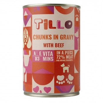 Comida húmeda para perros TILLO Chunks in gravy Beef, 415 g