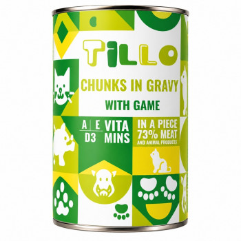 Comida húmeda para perros TILLO Chunks in gravy Game, 1250 g