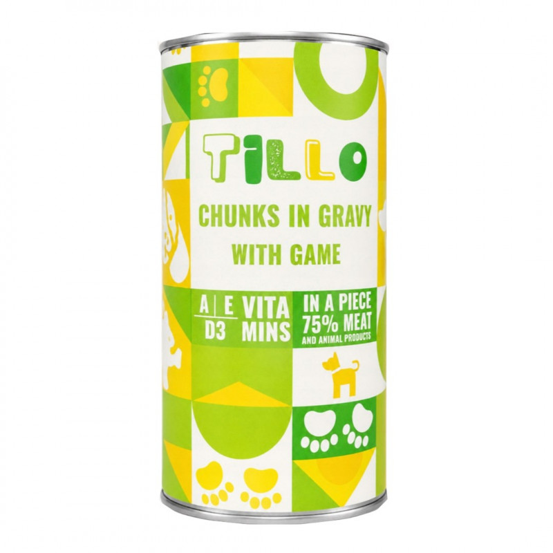 Comida húmeda para perros TILLO Chunks in gravy Game, 1250 g