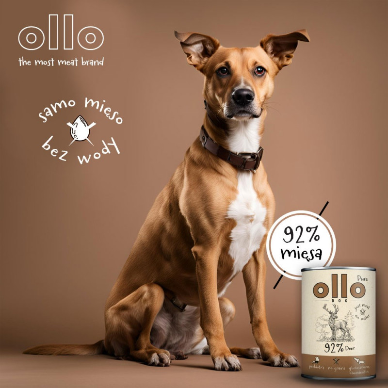 Comida húmeda para perros OLLO Pure Deer, 850 g