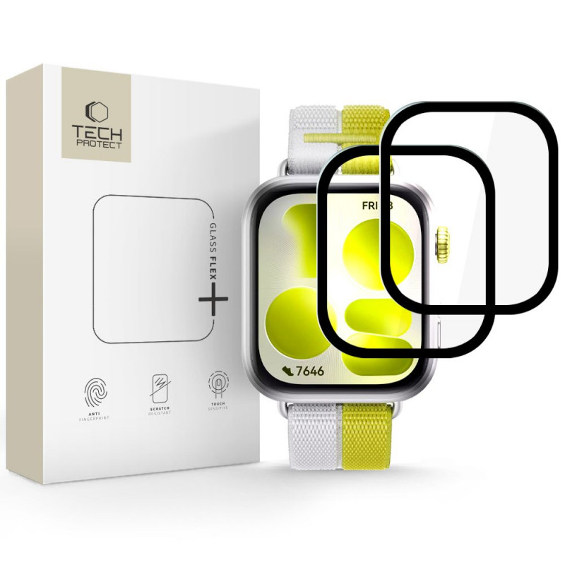 Tech-Protect Glass Flex+ Huawei Watch Fit 5 Vidrio híbrido, negro (2 uds)