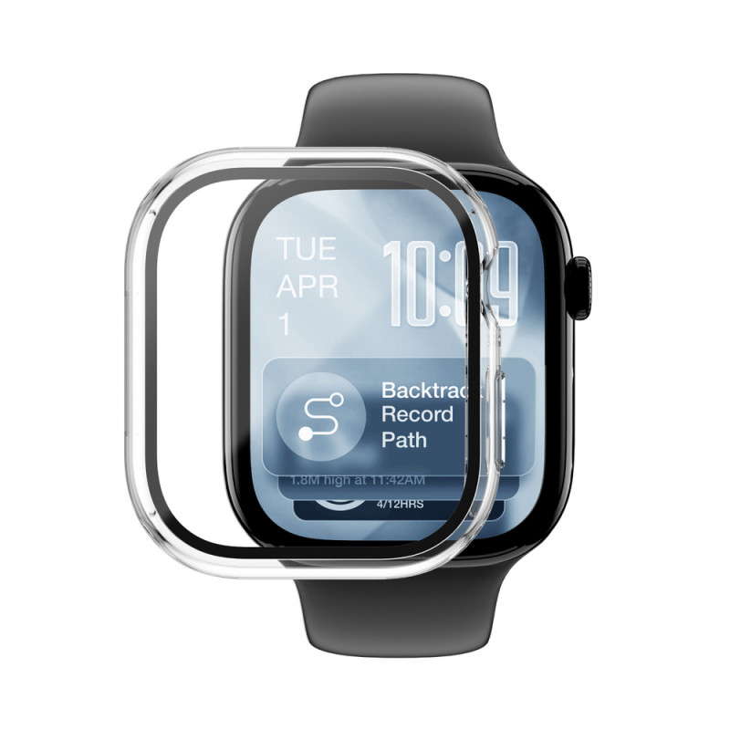 Protector de pantalla de cristal AmazingThing Radix FullGuard con funda para Apple Watch Series 11 46 mm, transparente
