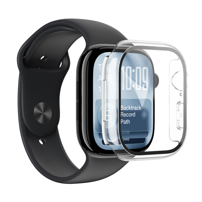 Protector de pantalla de cristal AmazingThing Radix FullGuard con funda para Apple Watch Series 11 46 mm, transparente