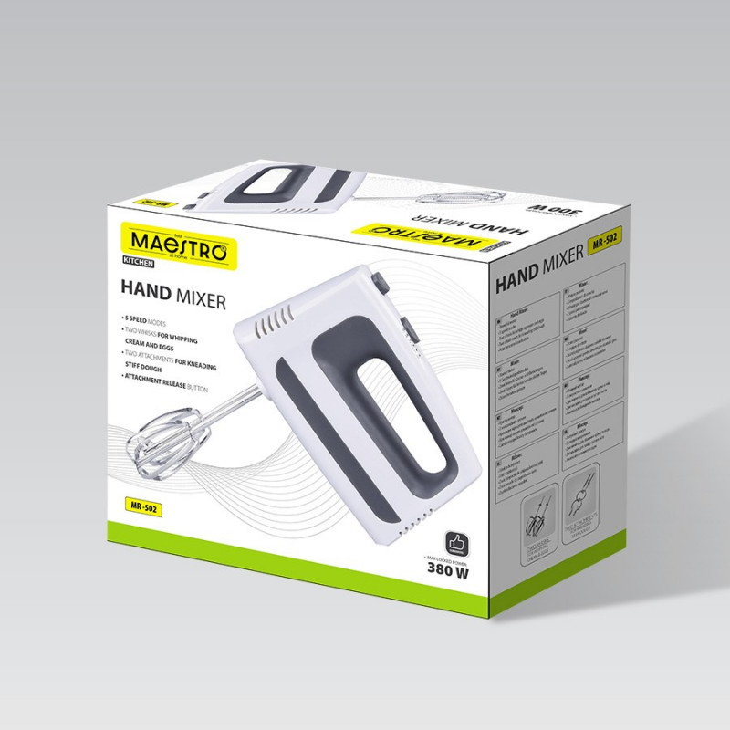 Batidora de mano MAESTRO MR-502, 500 W, blanca/negra