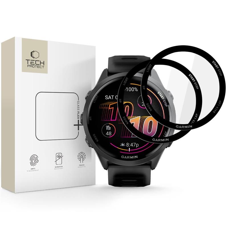 Tech-Protect Glass Flex+ Vidrio híbrido para Garmin Forerunner 970 / 570 47 mm (2 uds.), Negro