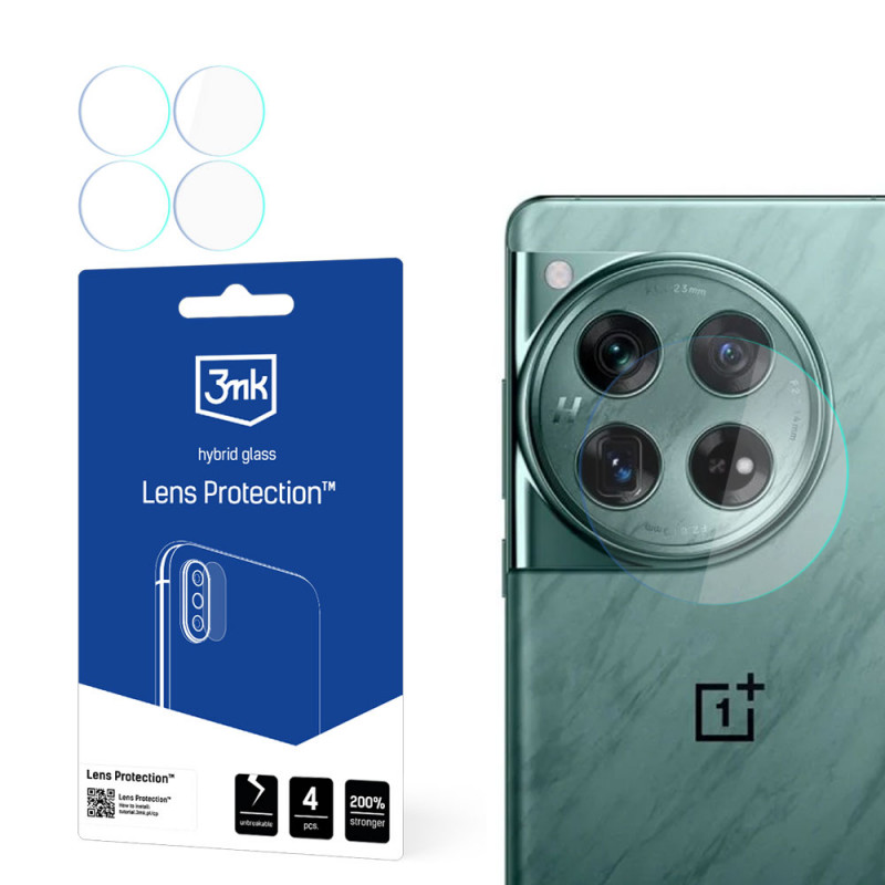 Cristal híbrido para lente de cámara 3MK Lens Protection para OnePlus 12 5G (4 uds.)