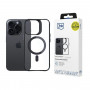 Funda para smartphone 3MK Satin Armor MagCase MagSafe para Apple iPhone 15 Pro Max, transparente con marco negro