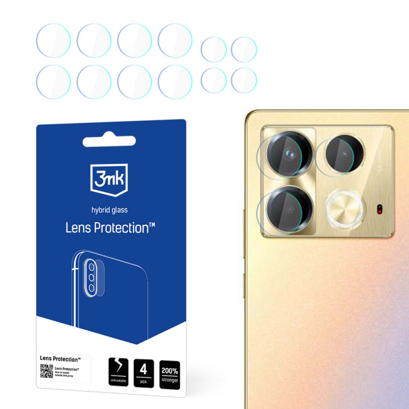 Protector de lente de cámara de cristal híbrido 3MK Lens Protection para Infinix Note 40 (4 uds.), transparente