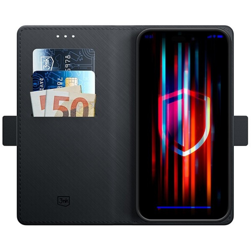 Funda tipo cartera 3MK Wallet Case 156227-0 para Apple iPhone 15 Plus, negra