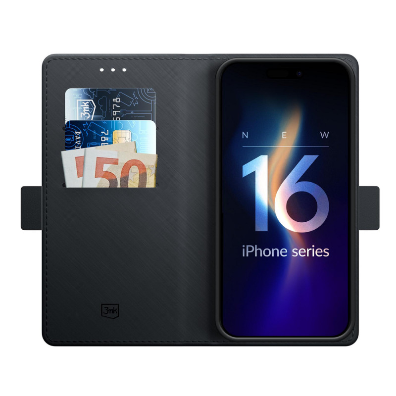 Funda tipo cartera 3MK para Apple iPhone 16 Pro Max, negra