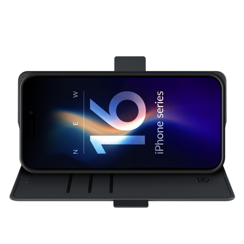 Funda cartera 3MK para Apple iPhone 16 Plus, negra