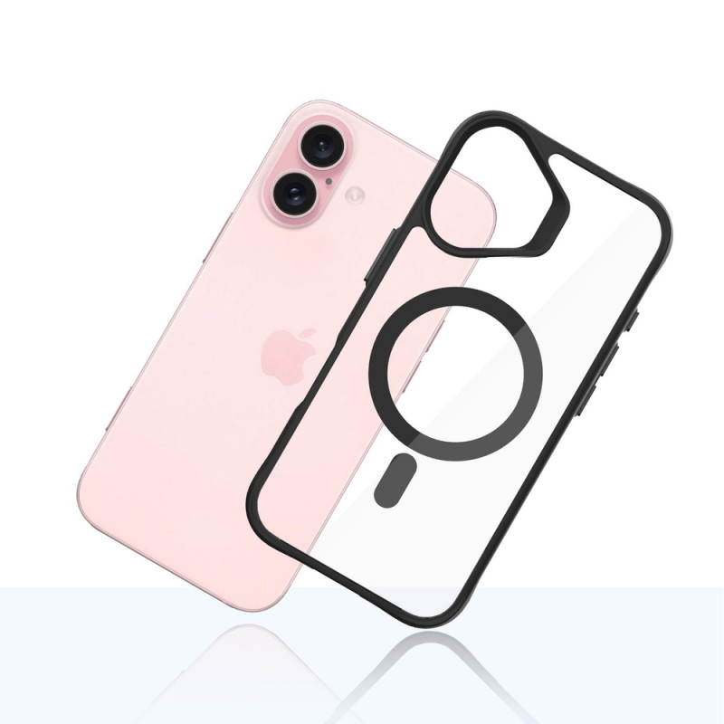 Funda 3mk Satin Armor MagCase con MagSafe para Apple iPhone 16 (W-3SAMaCa-AiP16-0), transparente con marco negro