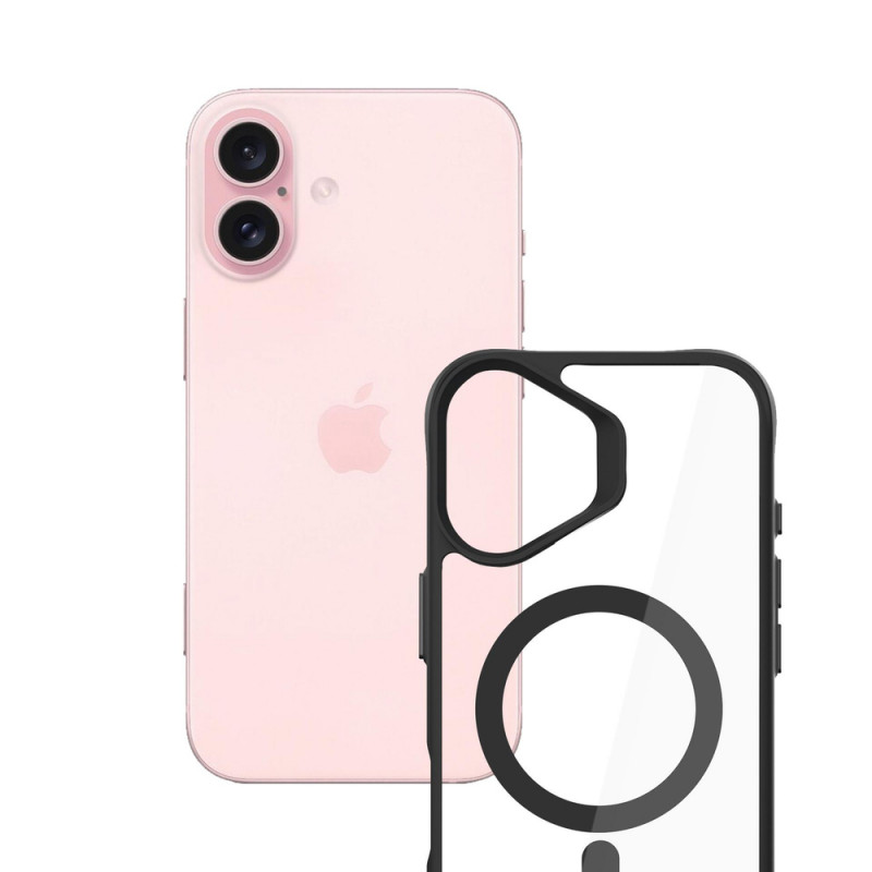 Funda 3mk Satin Armor MagCase con MagSafe para Apple iPhone 16 (W-3SAMaCa-AiP16-0), transparente con marco negro