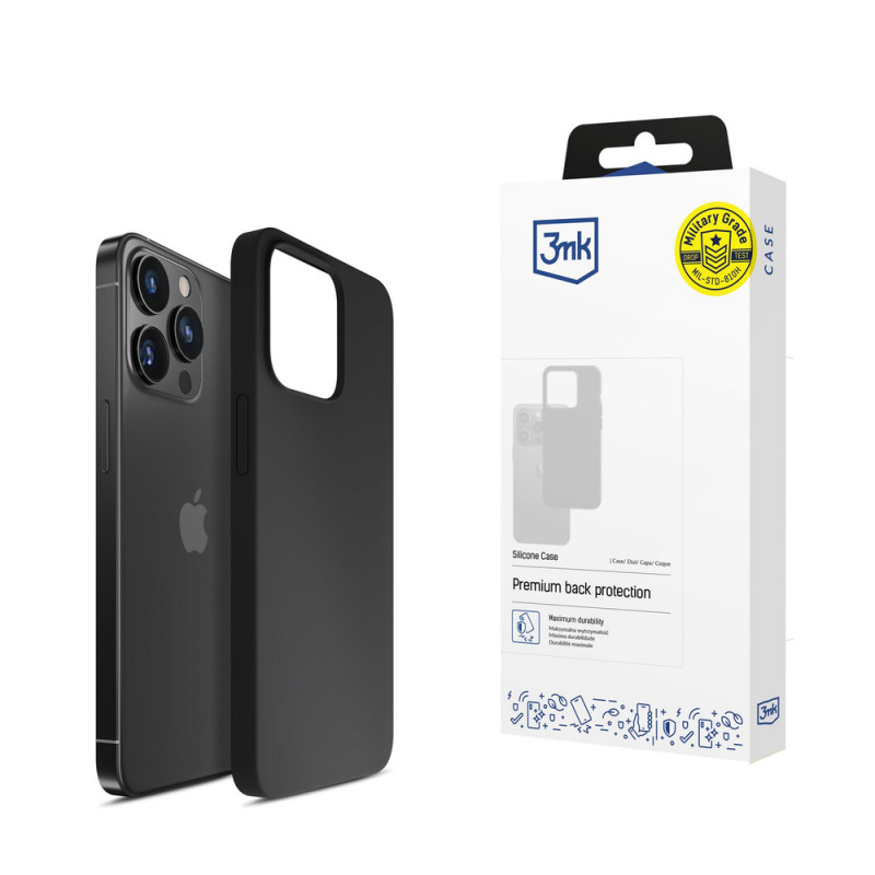 Funda de silicona 3mk para Apple iPhone 16 Pro, negra