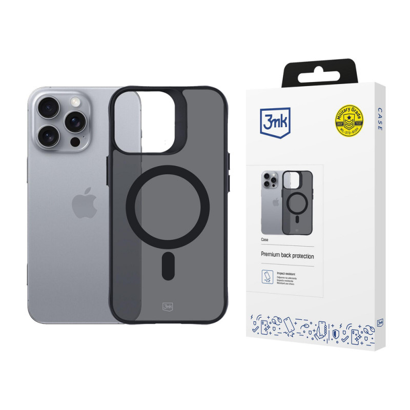 Funda 3mk Smoke MagCase con MagSafe para Apple iPhone 16 Pro Max (W-3SmoMaCa-AiP16PM-0), semitransparente