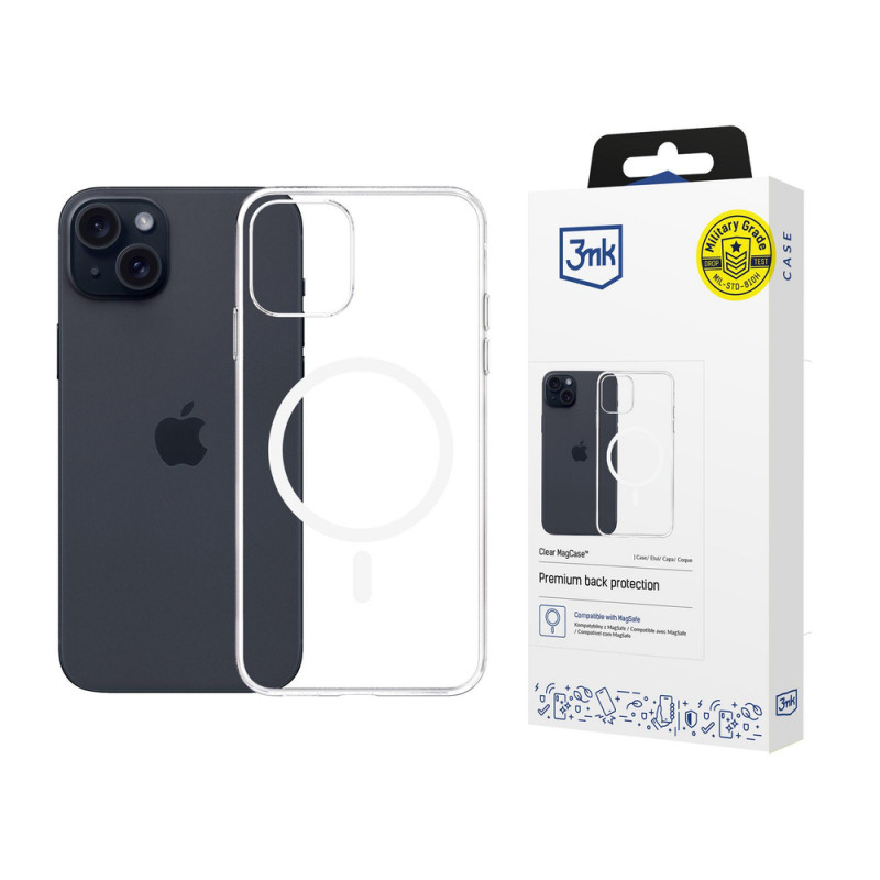 3mk Clear MagCase para Apple iPhone 15, Transparente