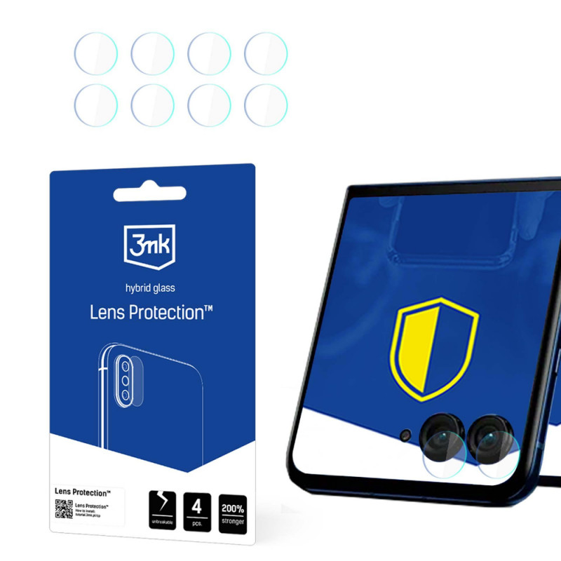 Protector de lente de cámara de cristal híbrido 3mk Lens Protect para Motorola Razr 50 (frontal), 4 uds.
