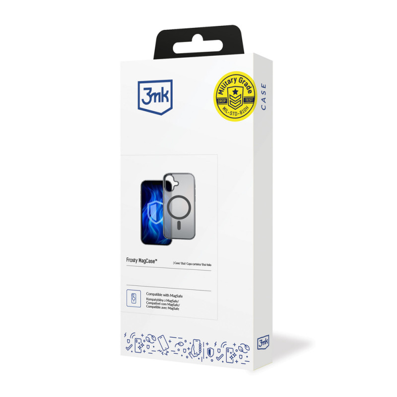 Funda 3MK Frosty MagCase para Apple iPhone 16, negra