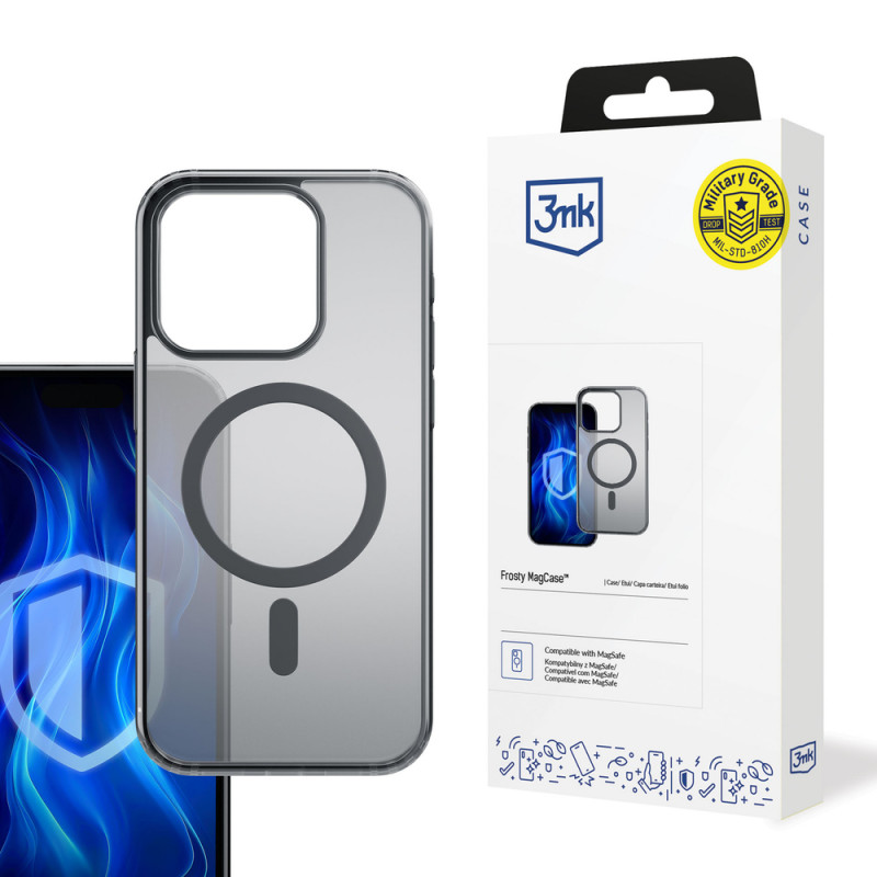 Funda 3MK Frosty MagCase para Apple iPhone 16 Pro Max, negra