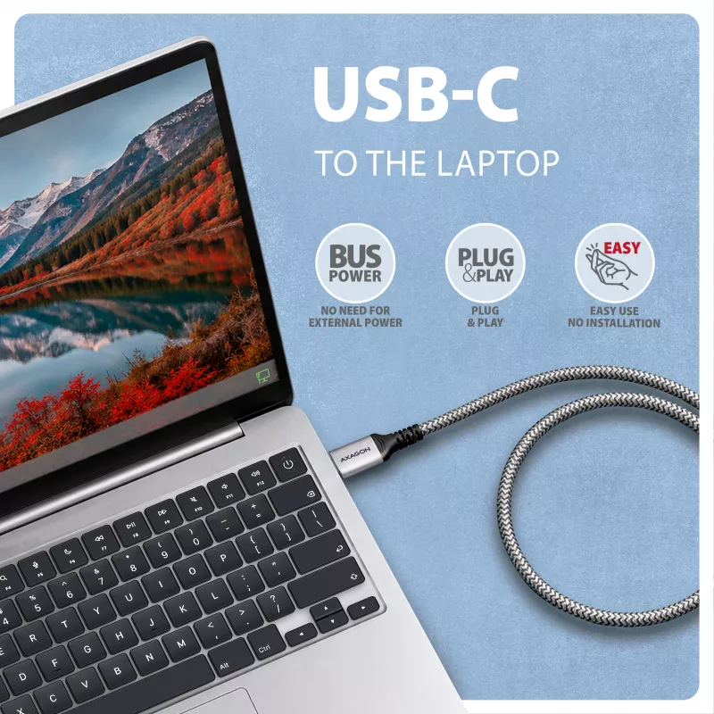 Goobay Adaptador Ethernet Gigabit USB-C AXAGON ADE-CM15 con cable CAT6 integrado de 1,5 m, RJ-45