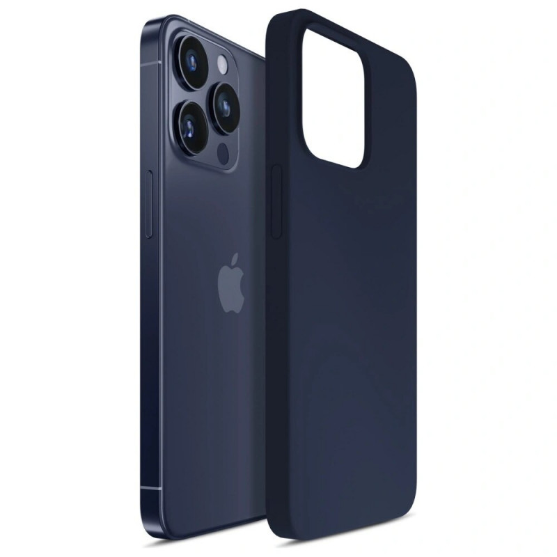 Funda de silicona 3MK para Apple iPhone 16 Pro Max, azul marino