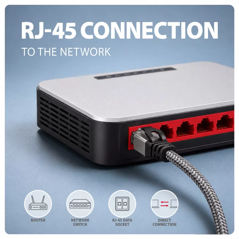 Goobay Adaptador Ethernet Gigabit USB-C AXAGON ADE-CM30 con cable CAT6 integrado de 3 m, RJ-45