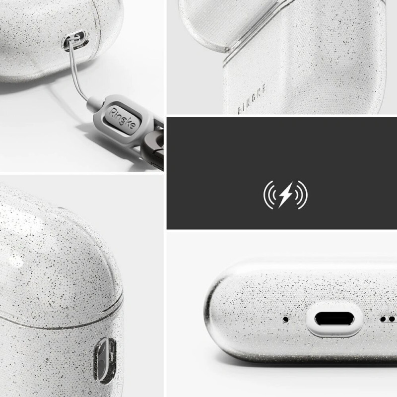 Funda Ringke Air para Apple AirPods Pro 3, transparente con purpurina