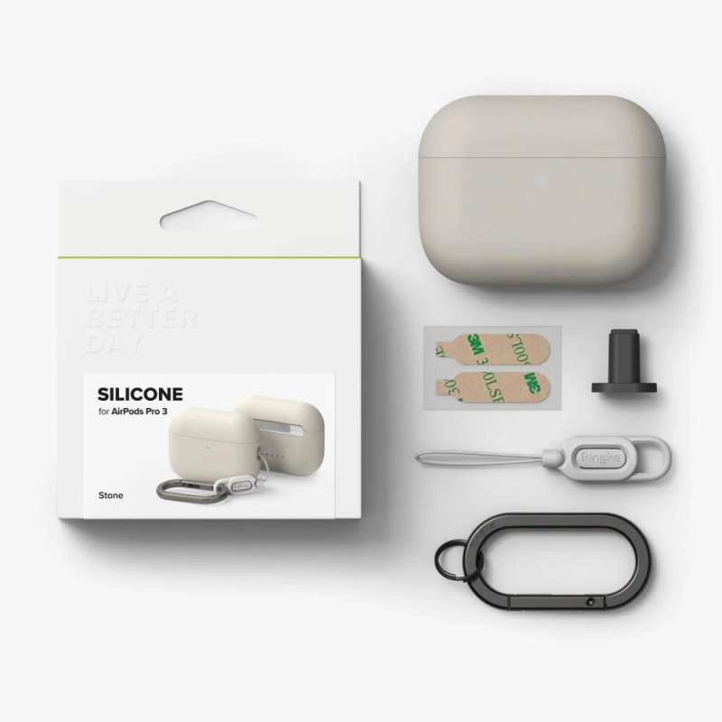 Funda de silicona Ringke para Apple AirPods Pro 3, Stone (beige)