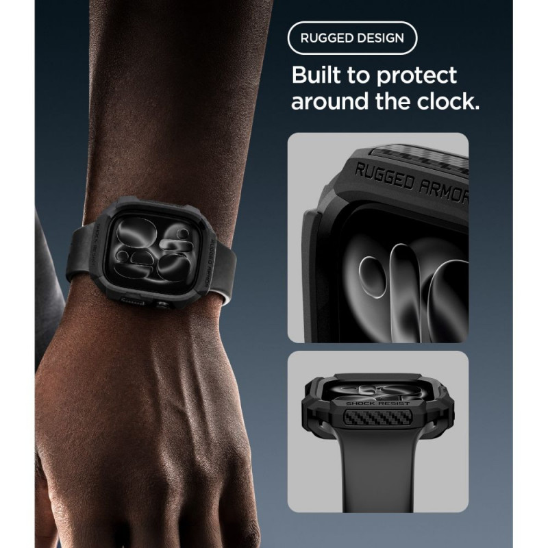 Funda Spigen Rugged Armor ACS11886 para Apple Watch 12 46 mm, negro mate