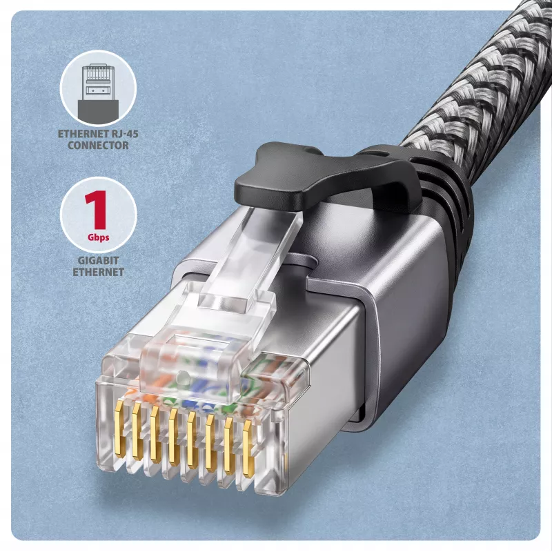 Goobay Adaptador AXAGON ADE-AM15 de USB-A a Gigabit Ethernet con cable CAT6 integrado de 1,5 m