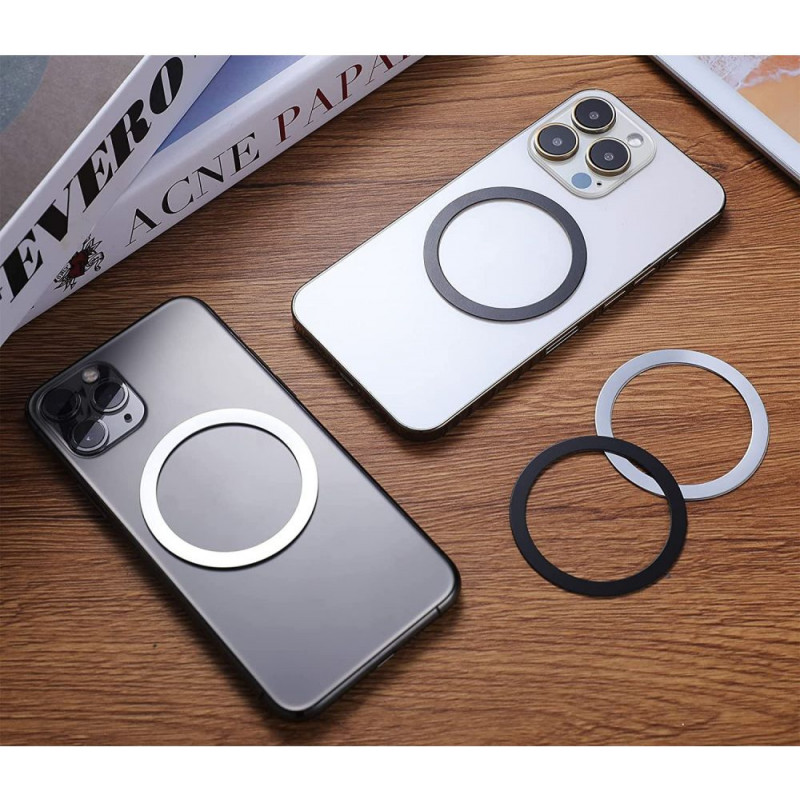 Anillo magnético universal MagSafe Tech-Protect MagMat, negro y plateado (2 uds.)