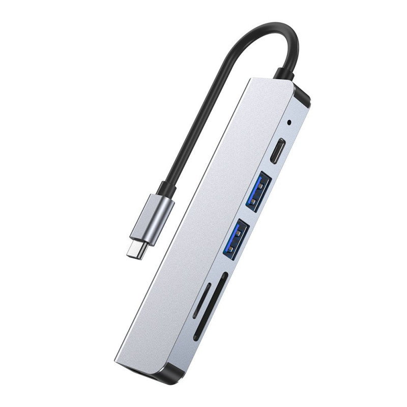 Hub USB-C 6 en 1 Tech-Protect V4, gris