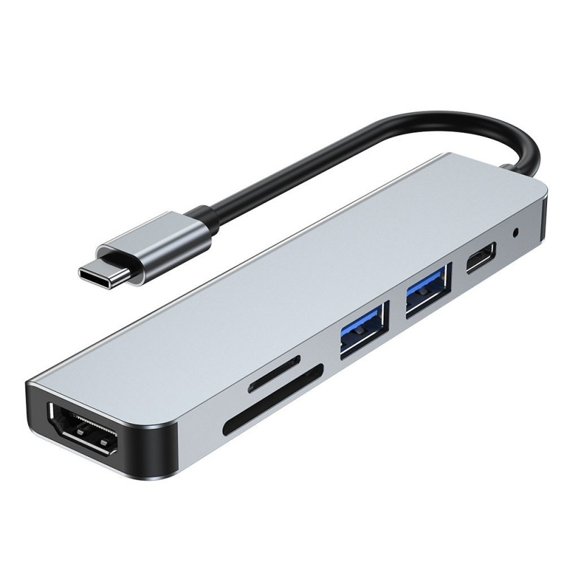 Hub USB-C 6 en 1 Tech-Protect V4, gris