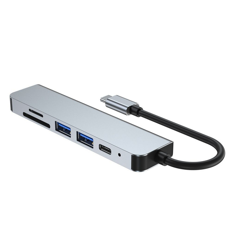 Hub USB-C 6 en 1 Tech-Protect V4, gris