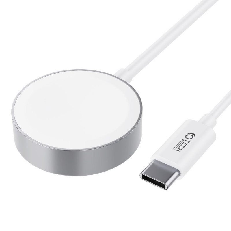 Cargador magnético Tech-Protect UltraBoost para Apple Watch, USB-C, 120 cm, blanco